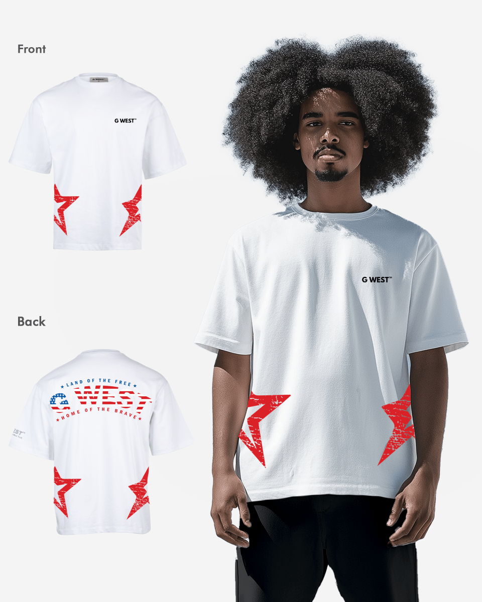 G West Mens Oversized Usa Flag Arch Logo Tee G West