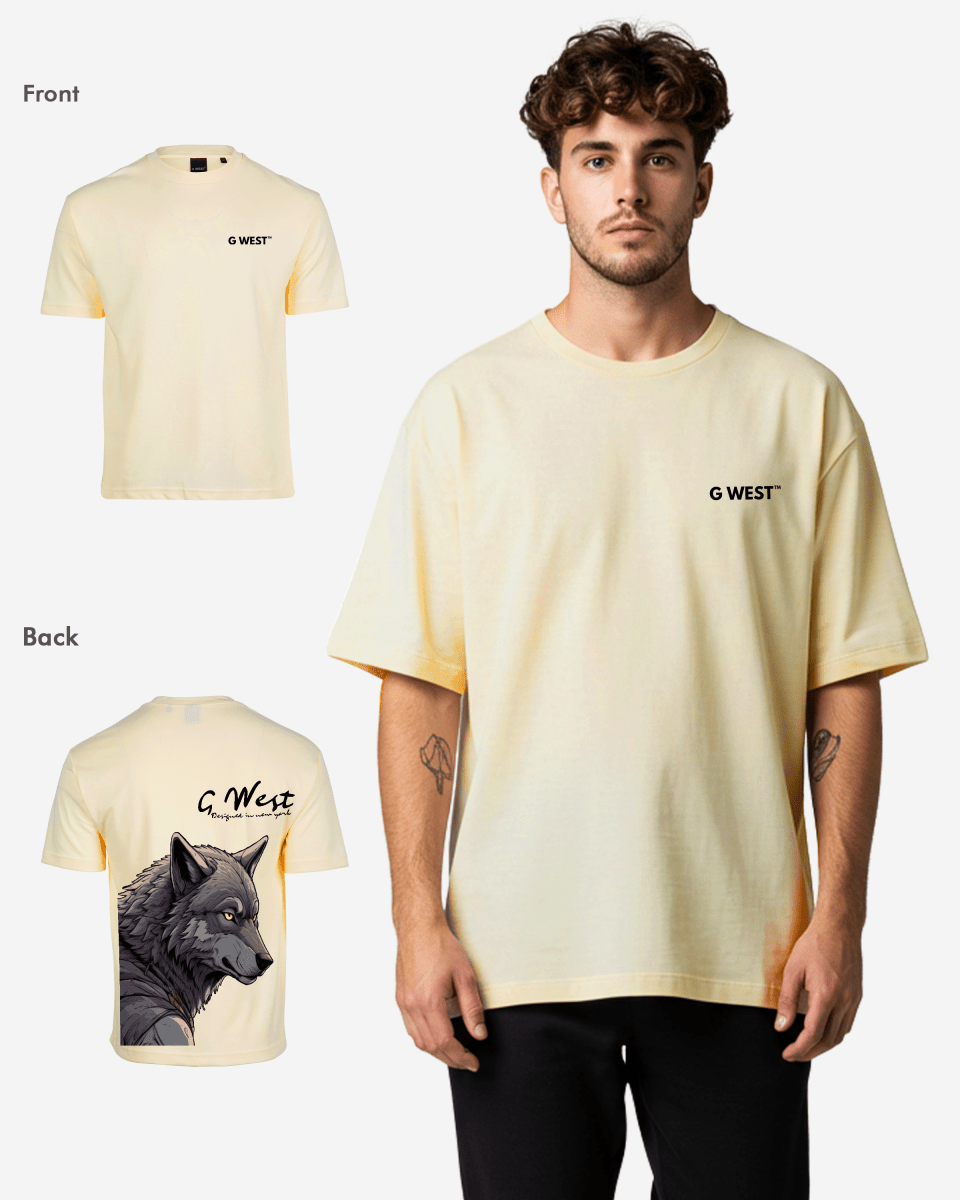 G West Mens Oversized Wolf T Shirt G West