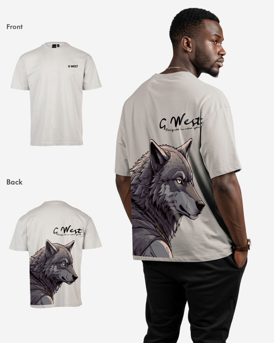G West Mens Oversized Wolf T Shirt G West