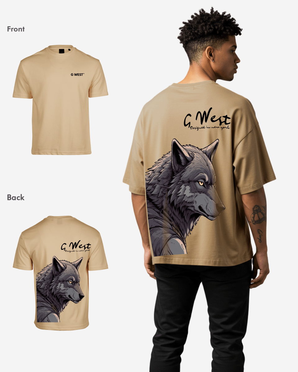 G West Mens Oversized Wolf T Shirt G West