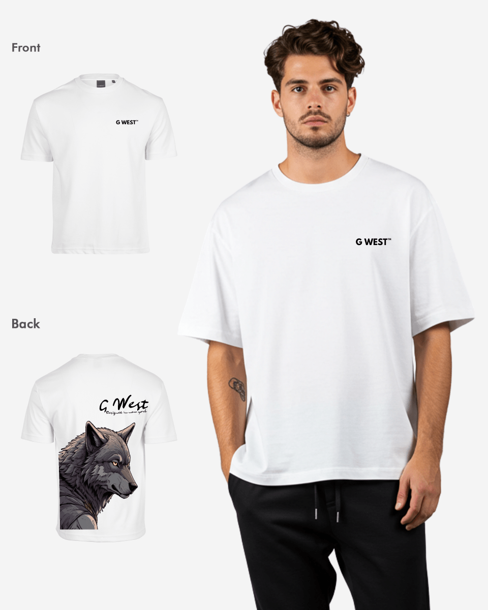 G West Mens Oversized Wolf T Shirt G West
