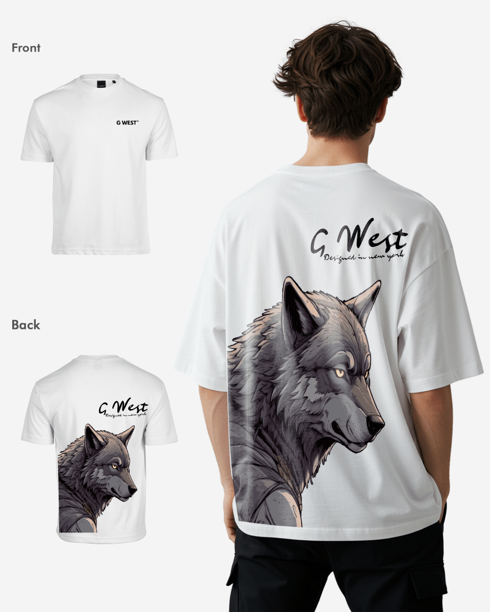 G West Mens Oversized Wolf T Shirt G West