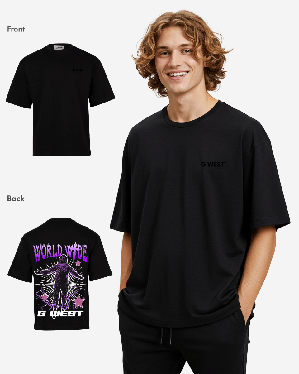 G West Mens Oversized World Wide Star Tee G West