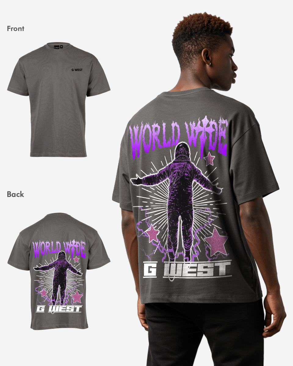 G West Mens Oversized World Wide Star Tee G West
