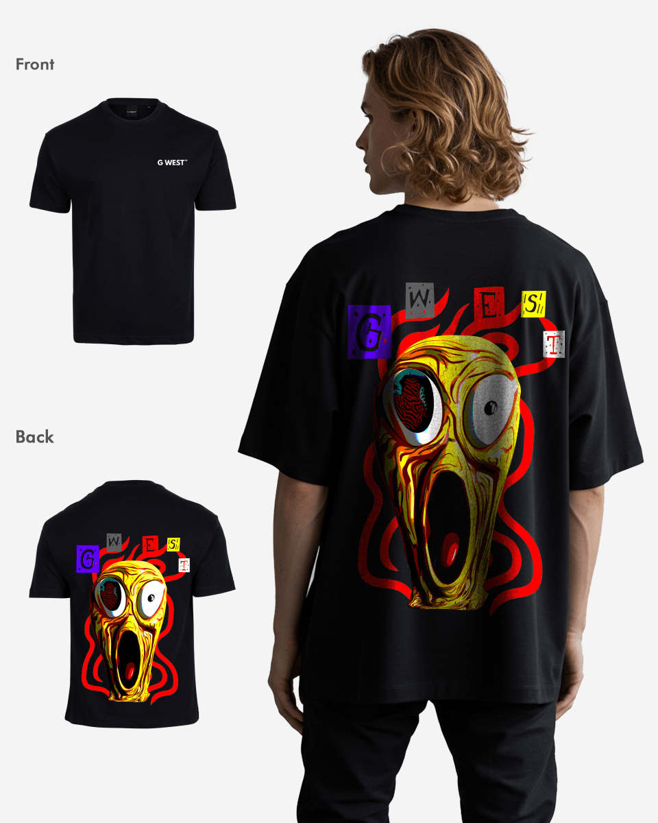 G West Mens Oversized Yellow Face Life Style Tee G West