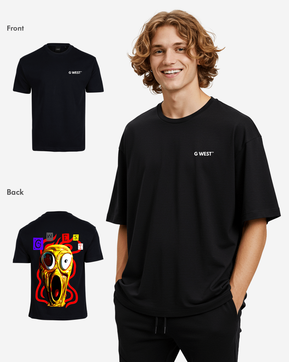 G West Mens Oversized Yellow Face Life Style Tee G West