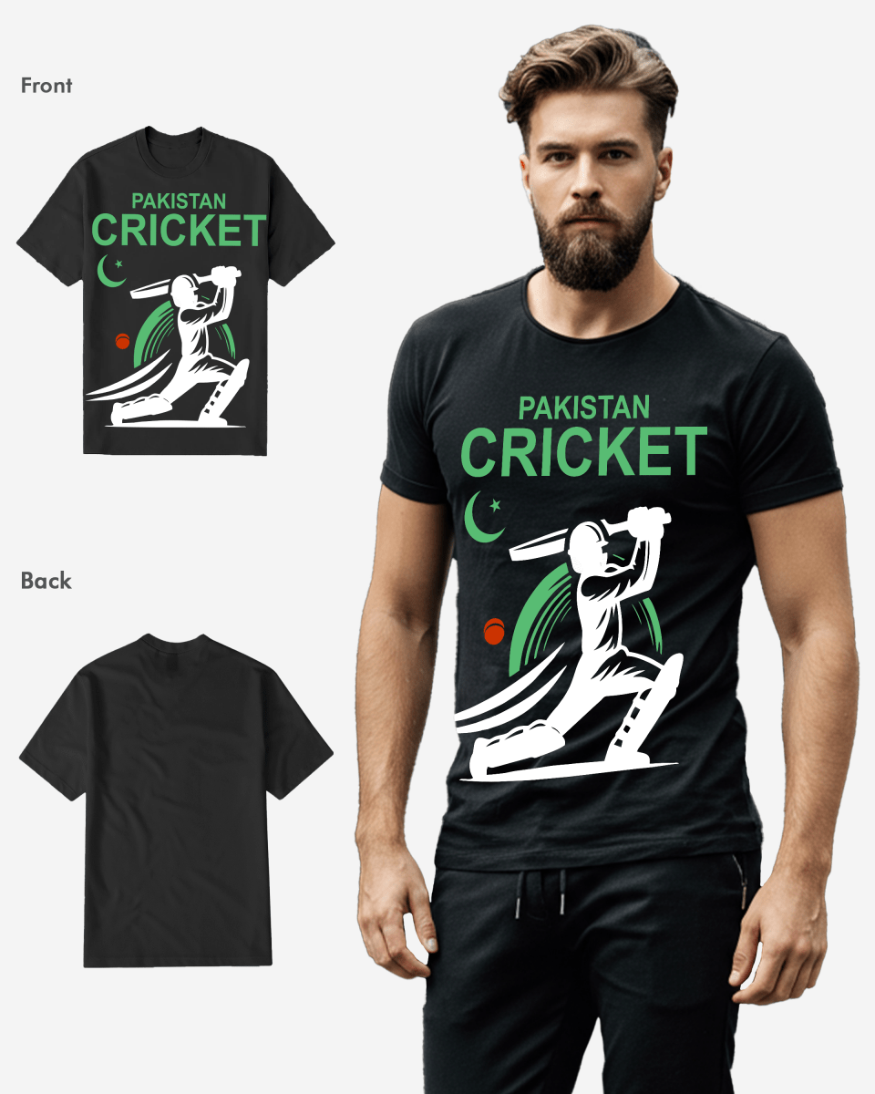 G West Pakistan Cricket Black T-Shirt Mens G West