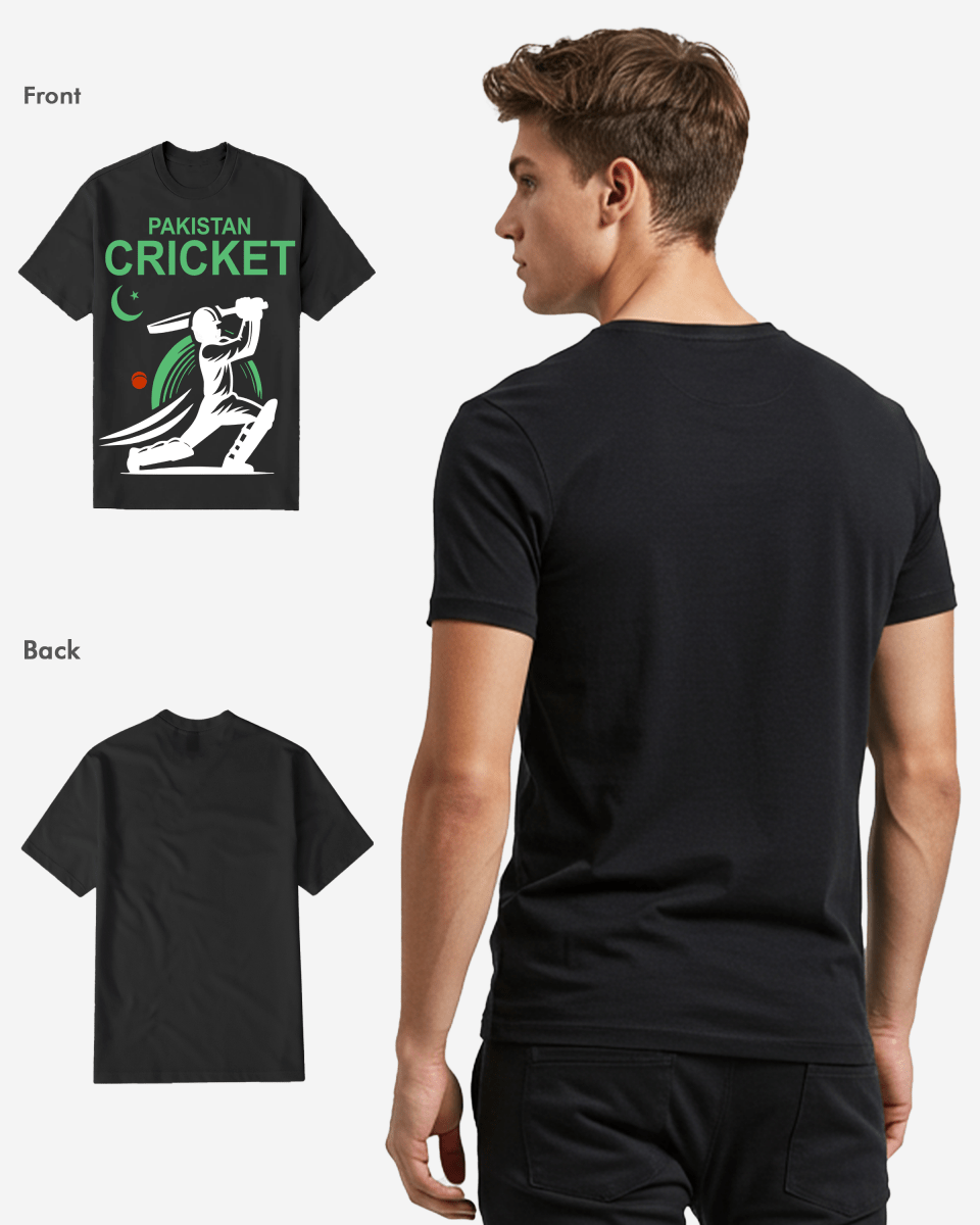 G West Pakistan Cricket Black T-Shirt Mens G West