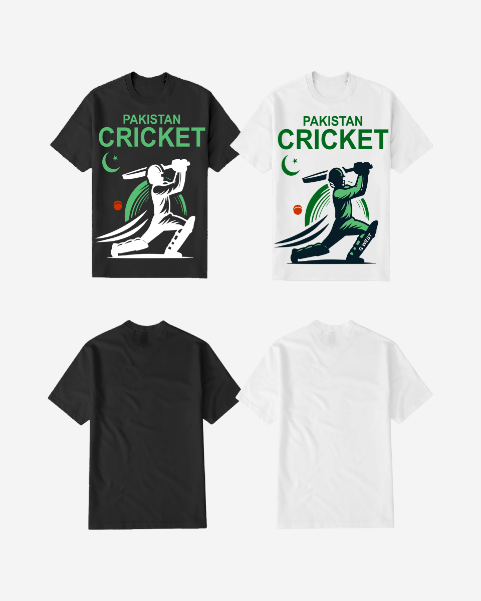 G West Pakistan Cricket Black T-Shirt Mens G West