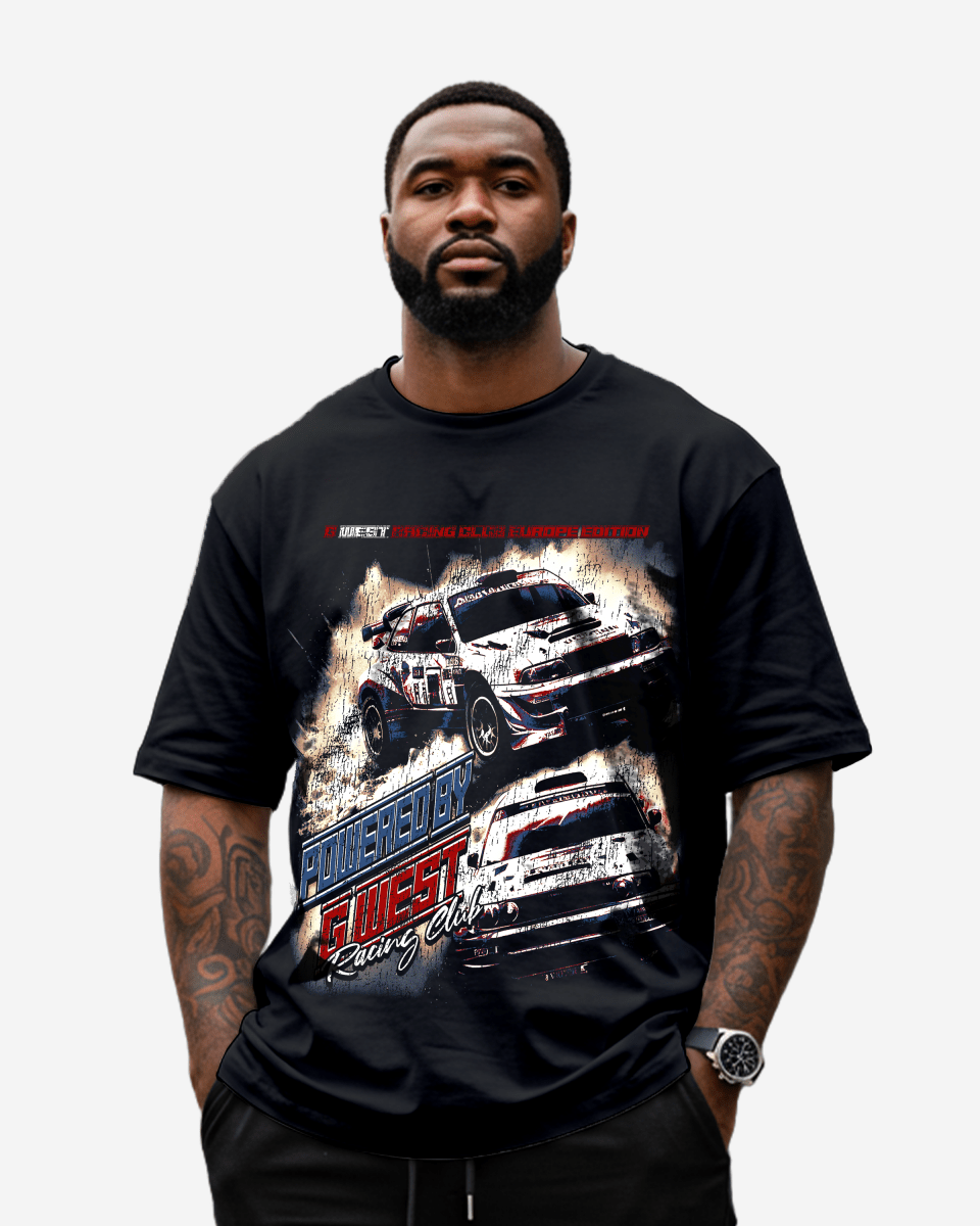 G West Racing Club Double Hit Black T-Shirt Big and Tall Mens G West