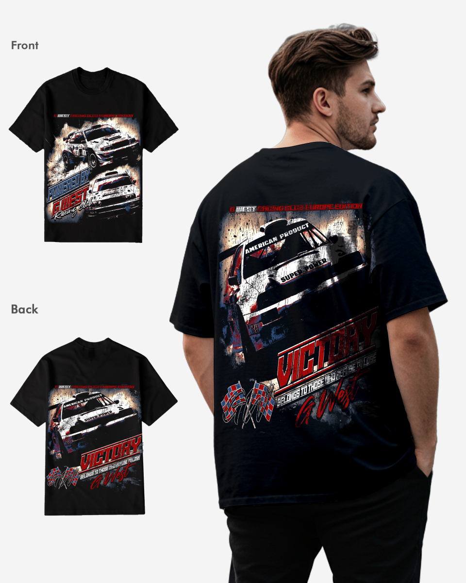 G West Racing Club Double Hit Black T-Shirt Big and Tall Mens G West