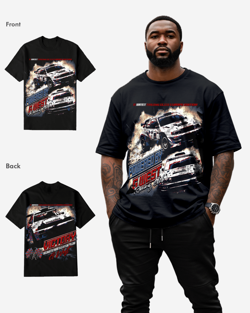 G West Racing Club Double Hit Black T-Shirt Big and Tall Mens G West