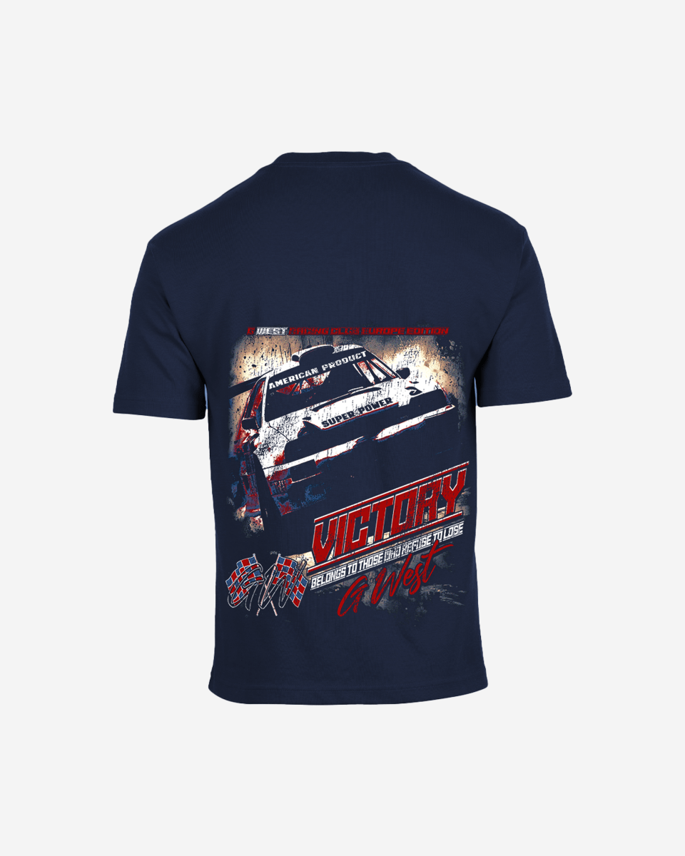 G West Mens Racing Club Double Hit Premium Oversized Tee Front And Back Print G West