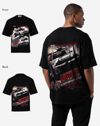 G West Mens Racing Club Double Hit Premium Oversized Tee Front And Back Print G West