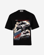 G West Mens Racing Club Double Hit Premium Oversized Tee Front And Back Print G West