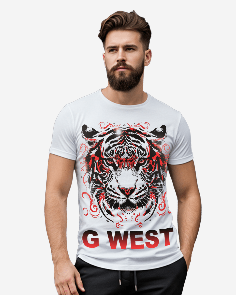 G West Mens Red Tiger Tee G West