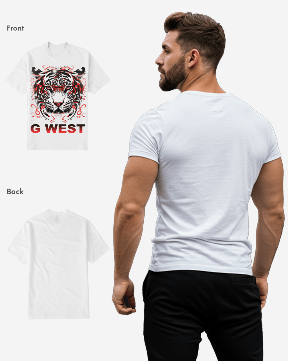 G West Mens Red Tiger Tee G West