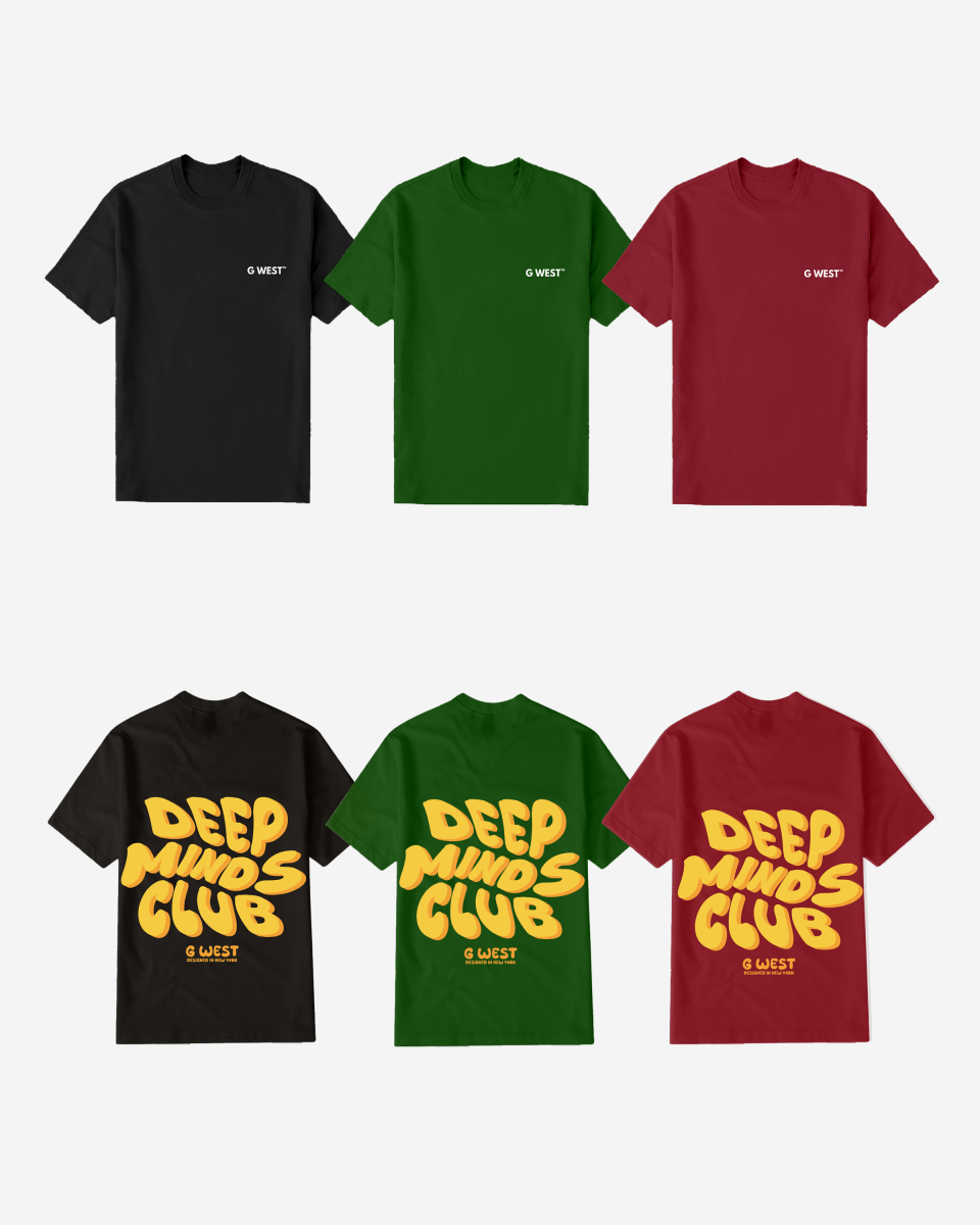 G West Mens Regular Fit Deep Minds Club T Shirt G West
