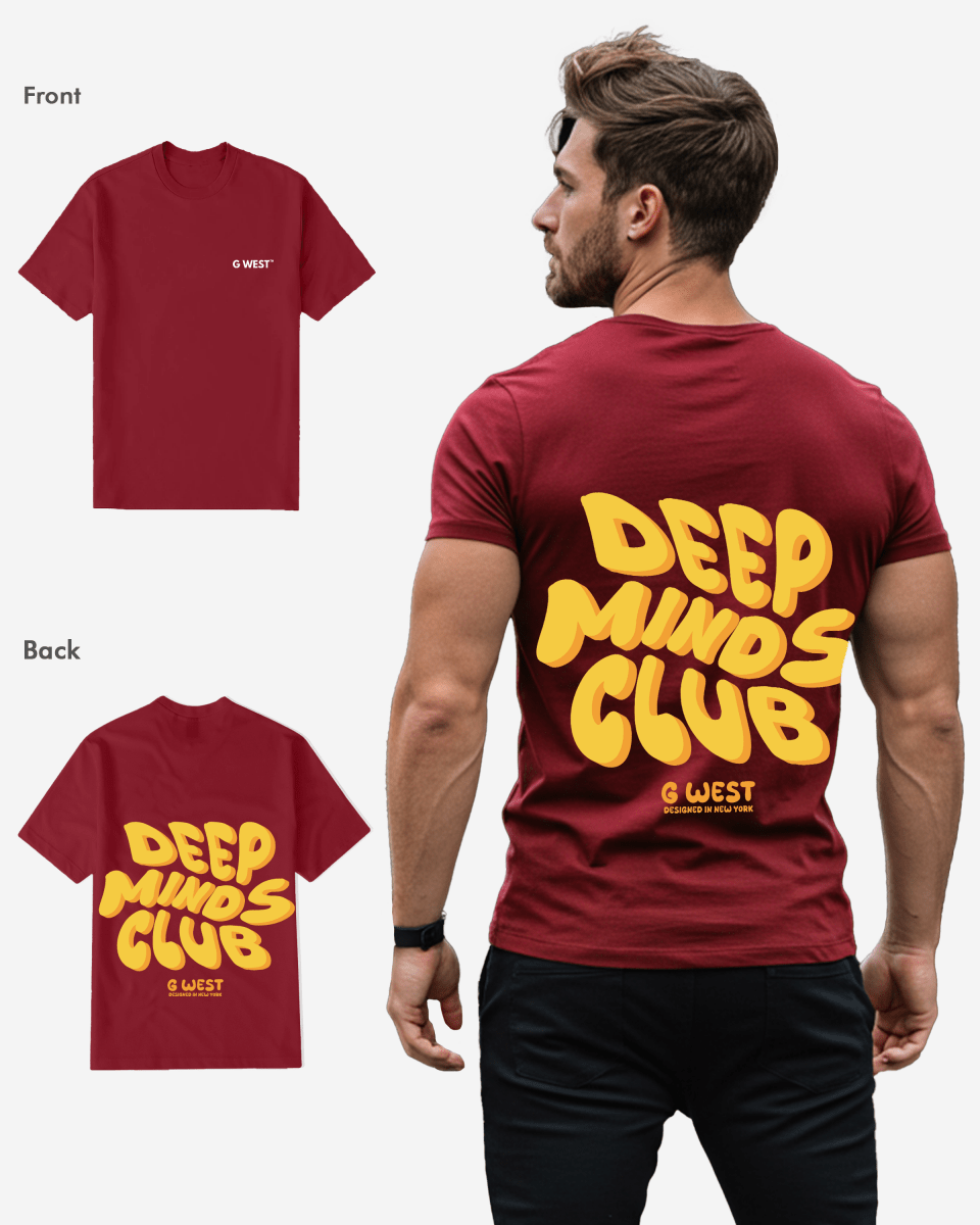 G West Mens Regular Fit Deep Minds Club T Shirt G West
