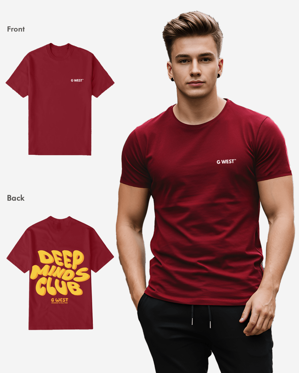 G West Mens Regular Fit Deep Minds Club T Shirt G West