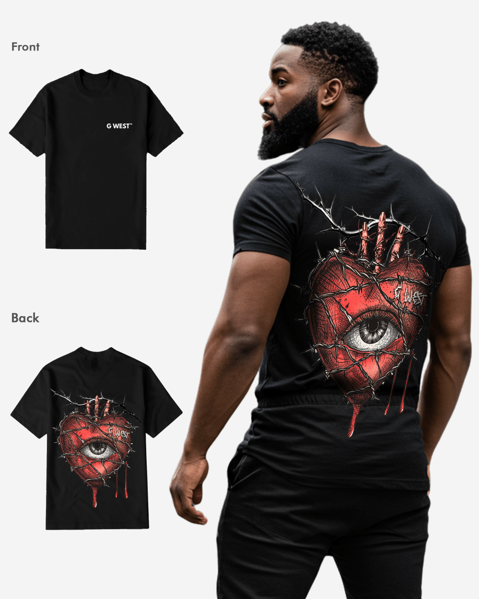 G West Mens Regular Fit Wire Heart T Shirt G West