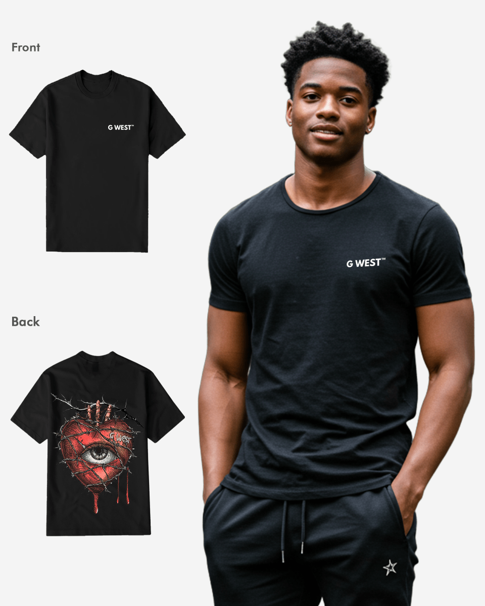 G West Mens Regular Fit Wire Heart T Shirt G West