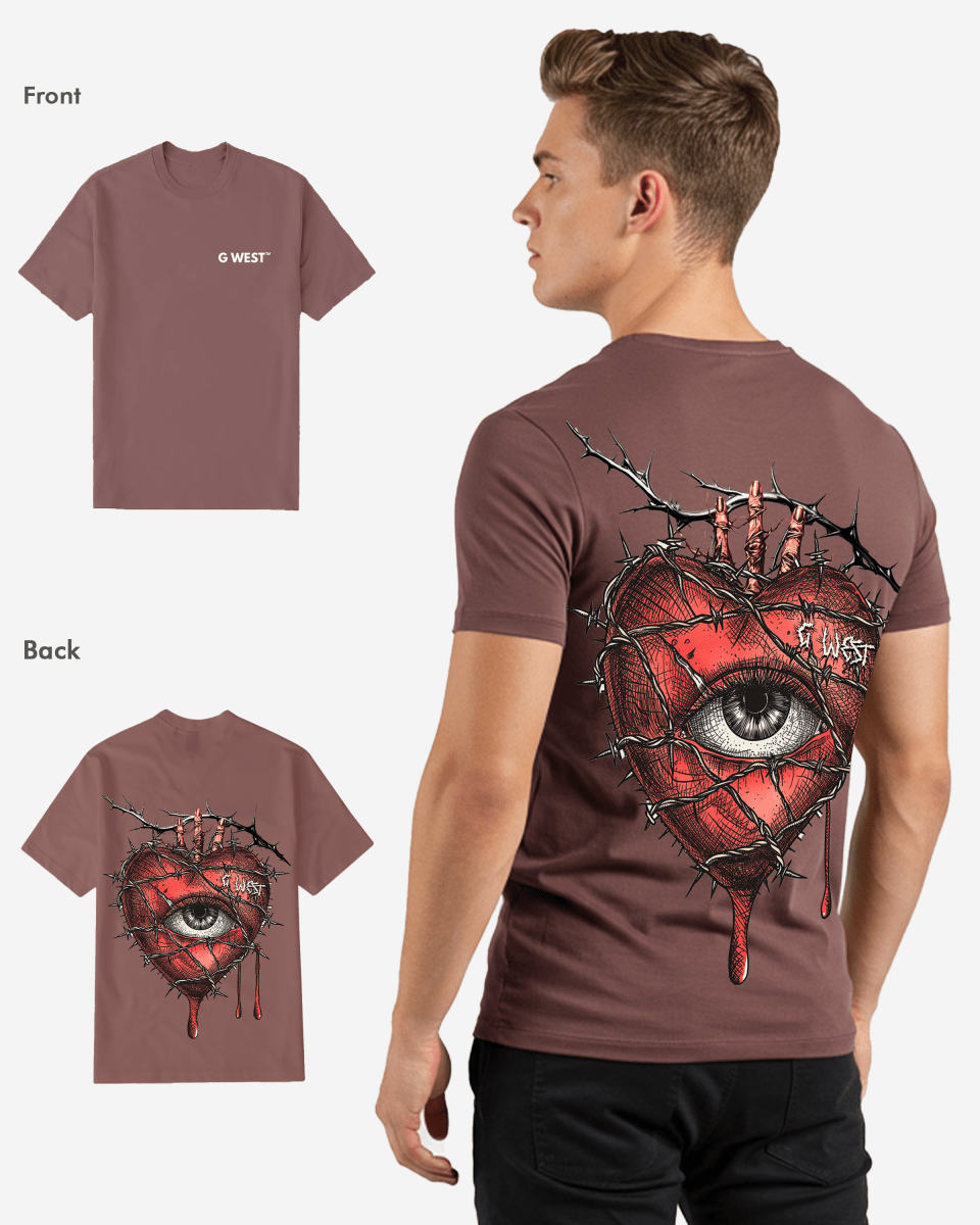 G West Mens Regular Fit Wire Heart T Shirt G West