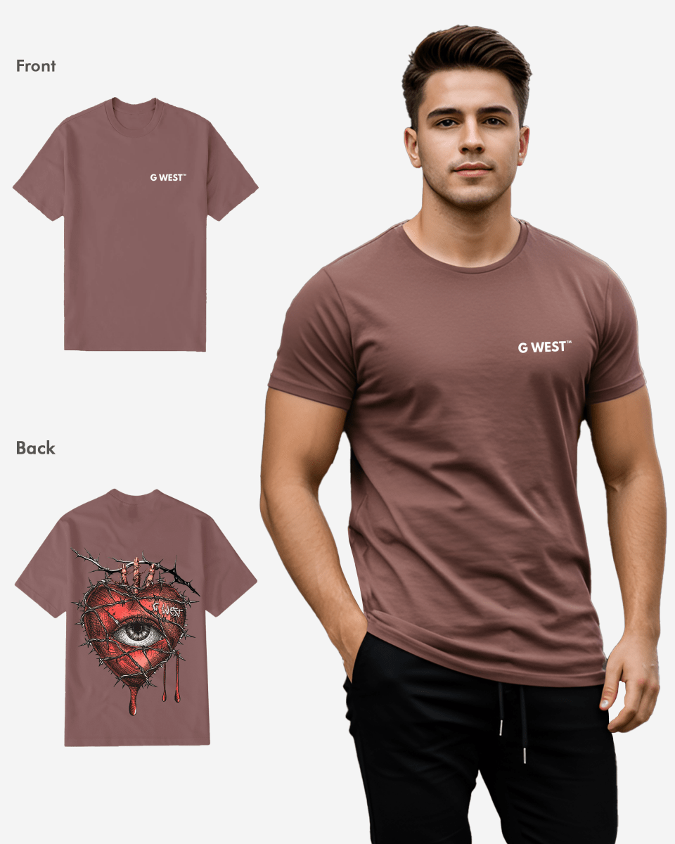 G West Mens Regular Fit Wire Heart T Shirt G West