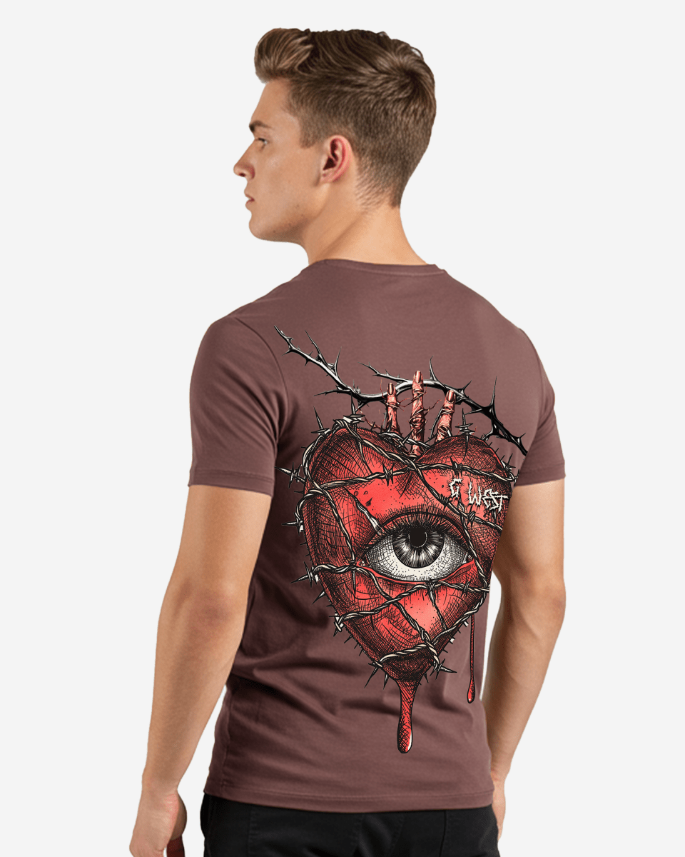 G West Mens Regular Fit Wire Heart T Shirt G West