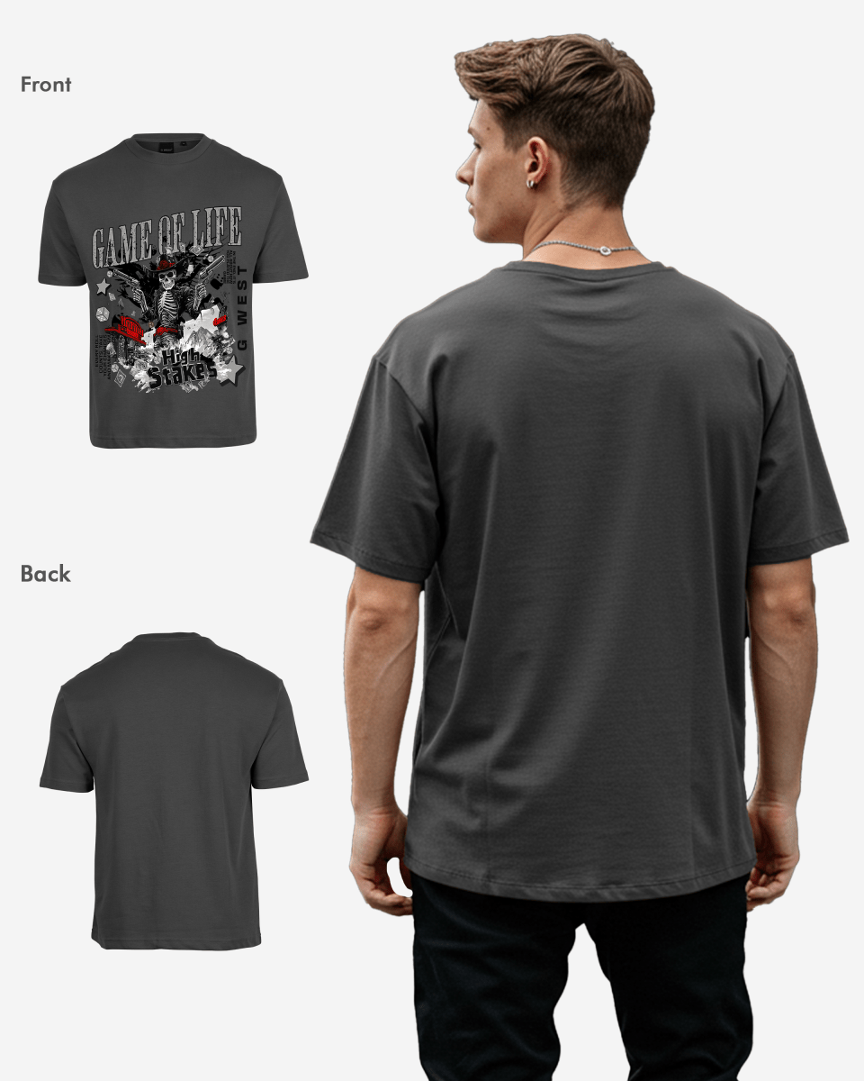 G West Rhinestone Game Of Life Oversized T-Shirt Mens G West