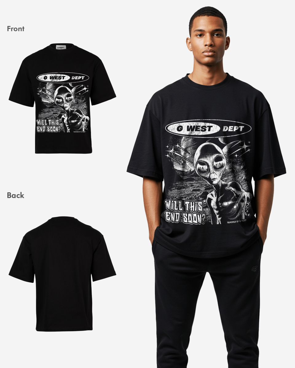 G West Rhinestone Not My Earth Oversized T-Shirt Mens G West