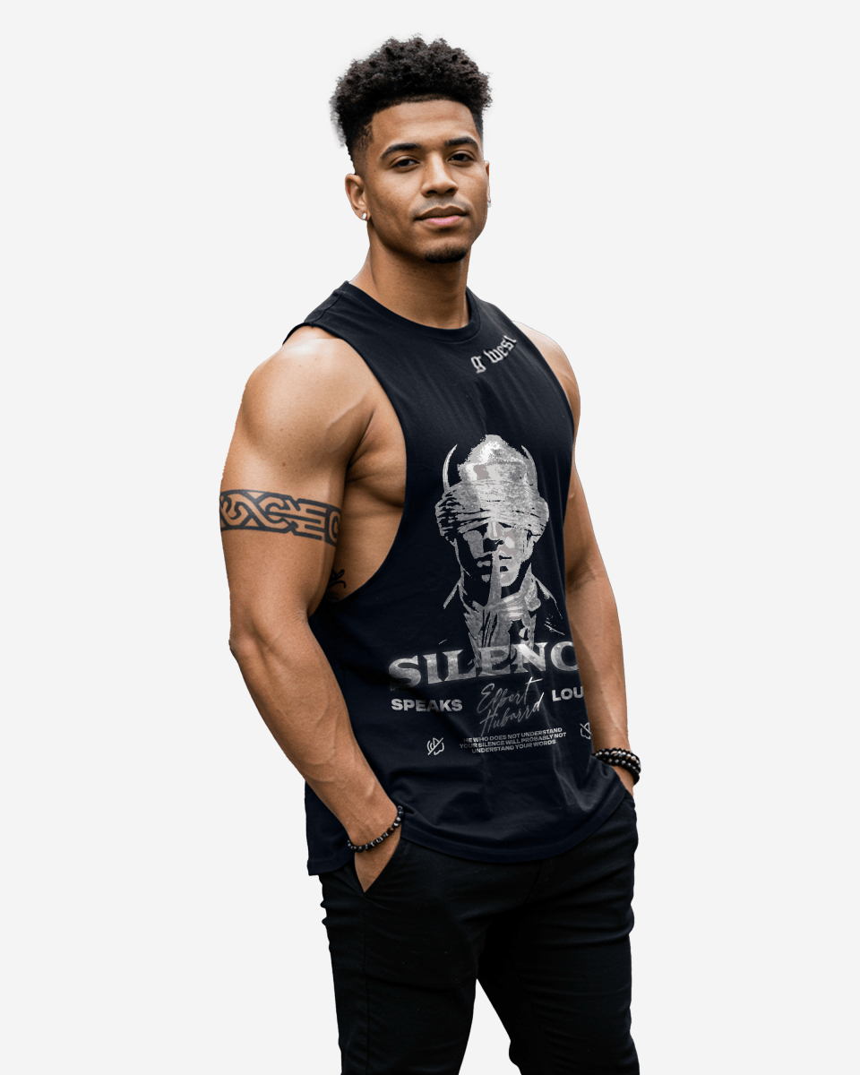 G WEST RHINESTONE SILENCE MENS TANKS G West