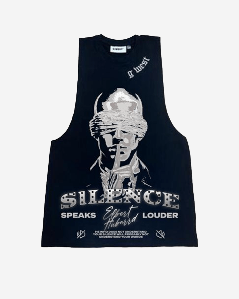 G WEST RHINESTONE SILENCE MENS TANKS G West