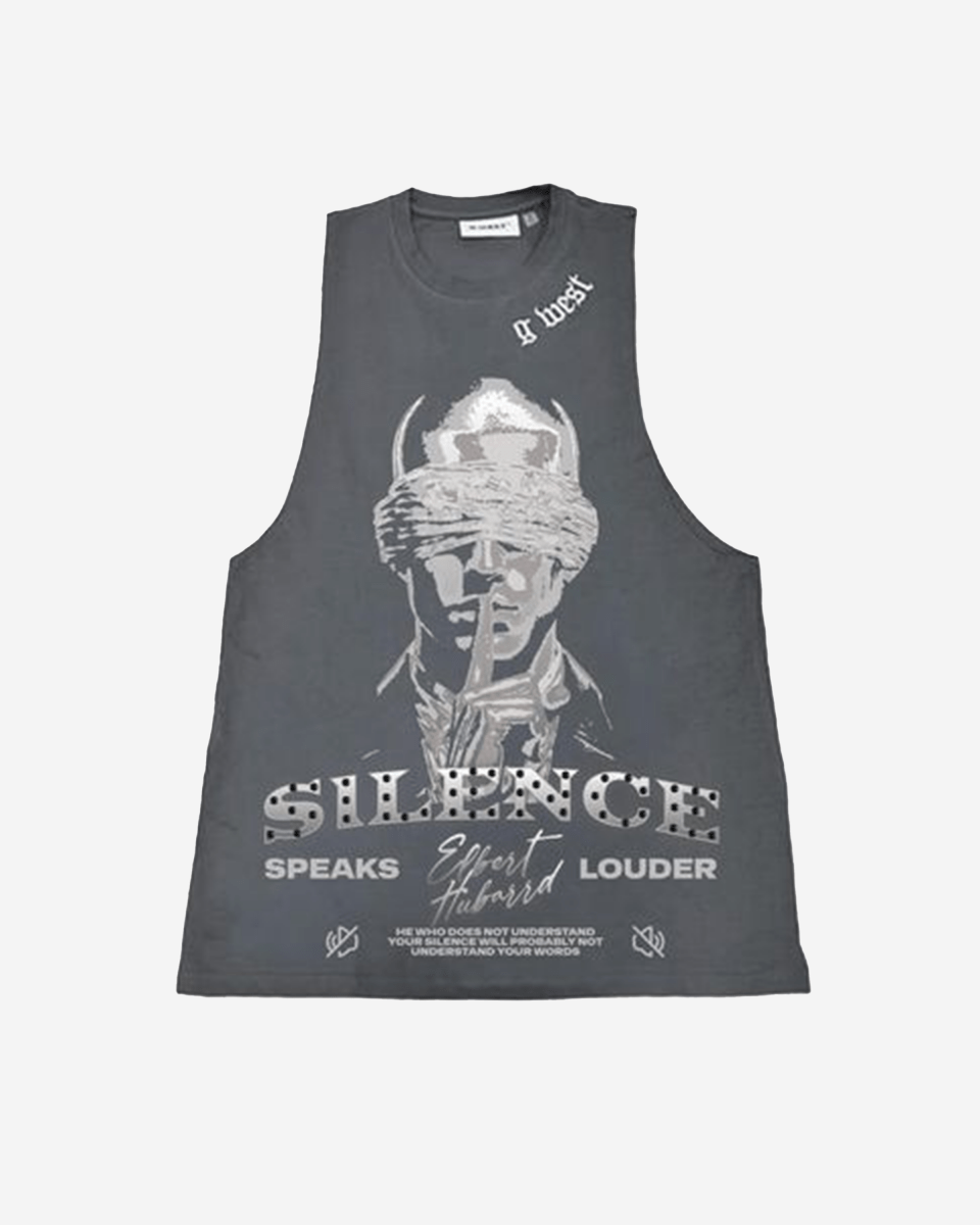 G WEST RHINESTONE SILENCE MENS TANKS G West