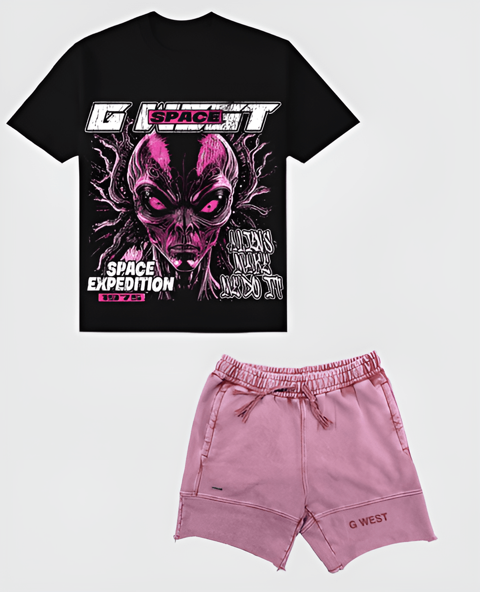 G West Rhinestone Space Expedition Oversized Tee & Short Set G West
