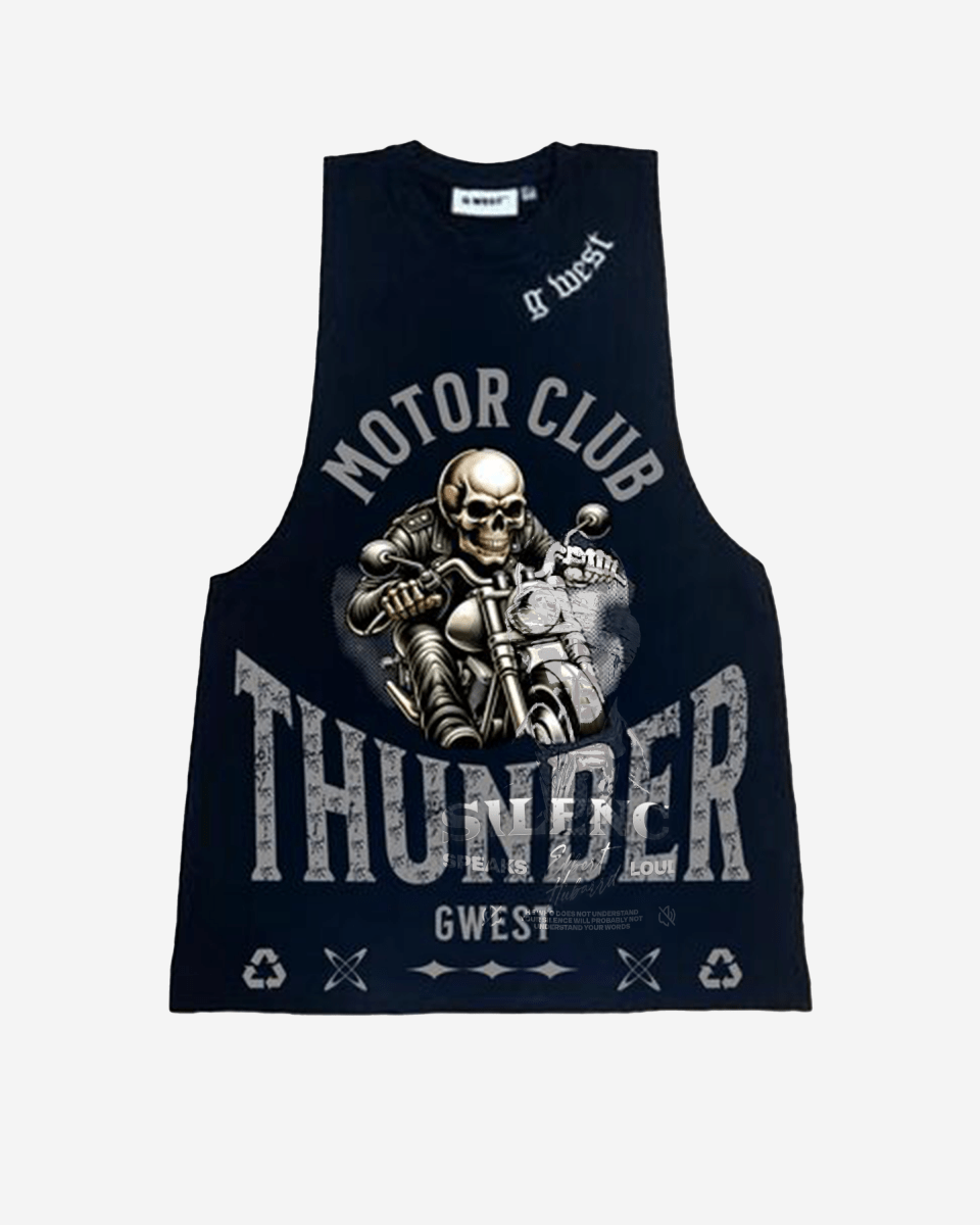 G WEST RHINESTONE THUNDER MOTOR CLUB MENS TANKS G West