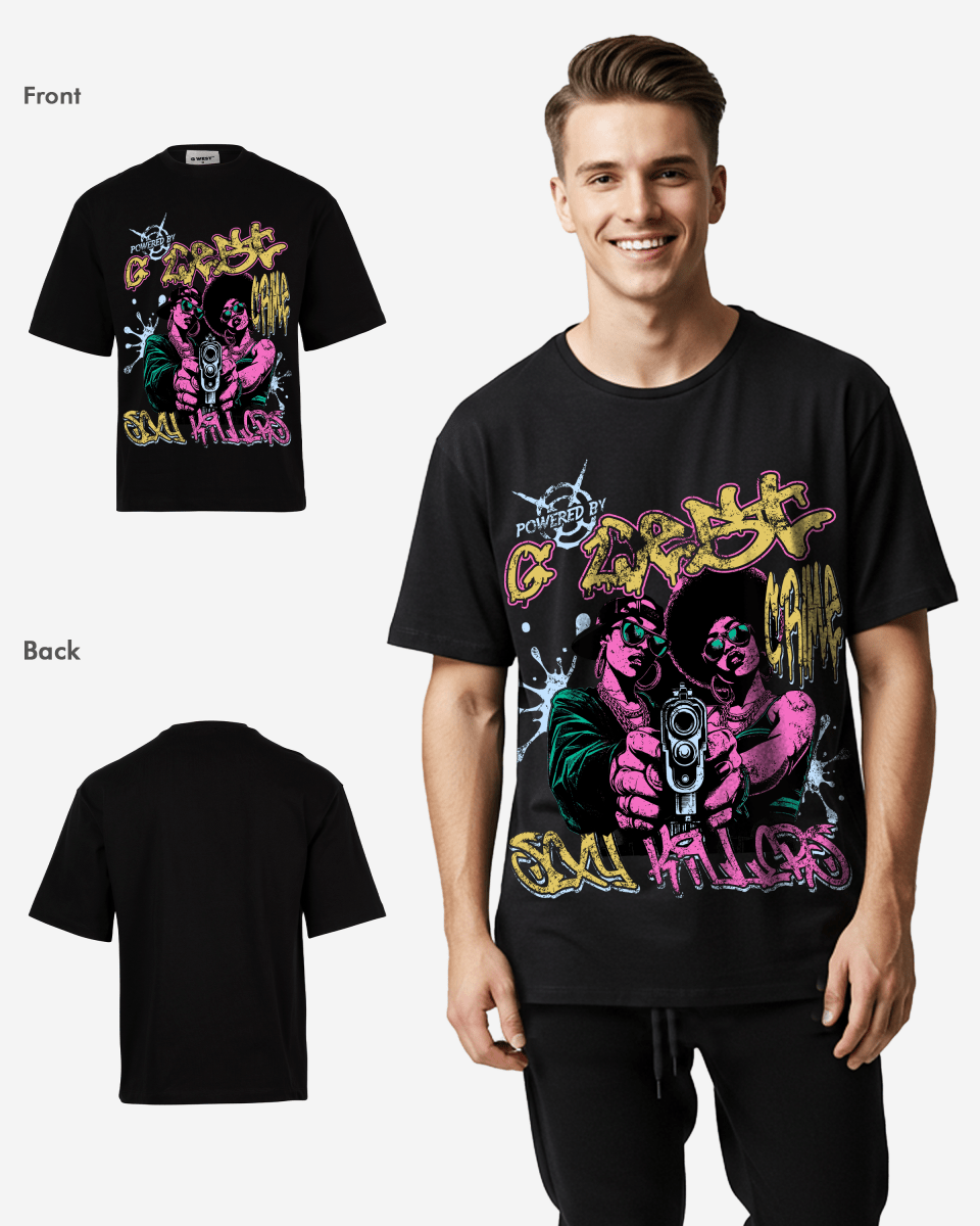 G West Rhinestone Trigger Twins Oversized Tee G West