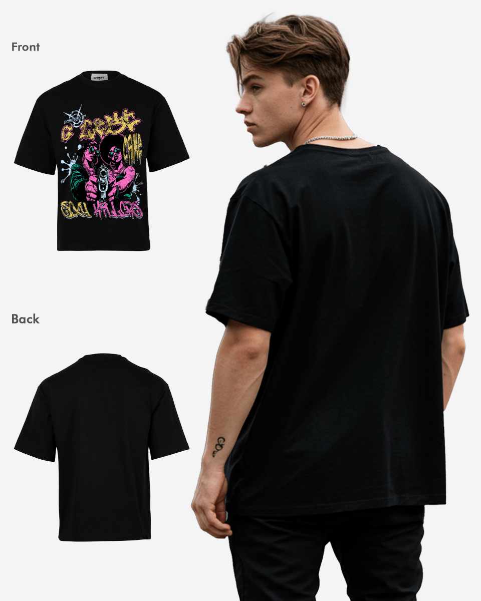 G West Rhinestone Trigger Twins Oversized Tee G West