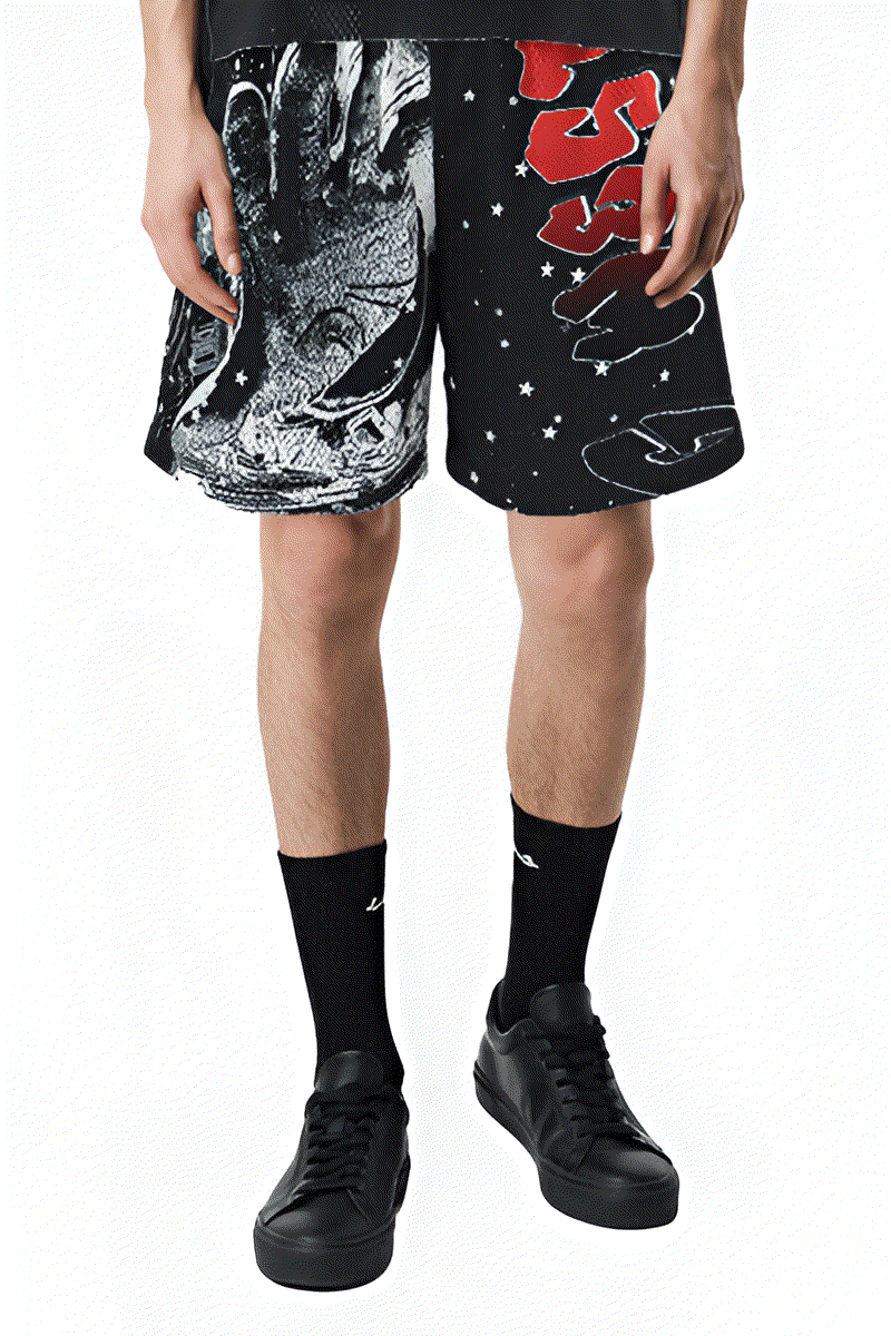 G WEST RHINSTONE ASTRO AFTERLIFE 3/4 SLEEVES MESH SHORT SET G West