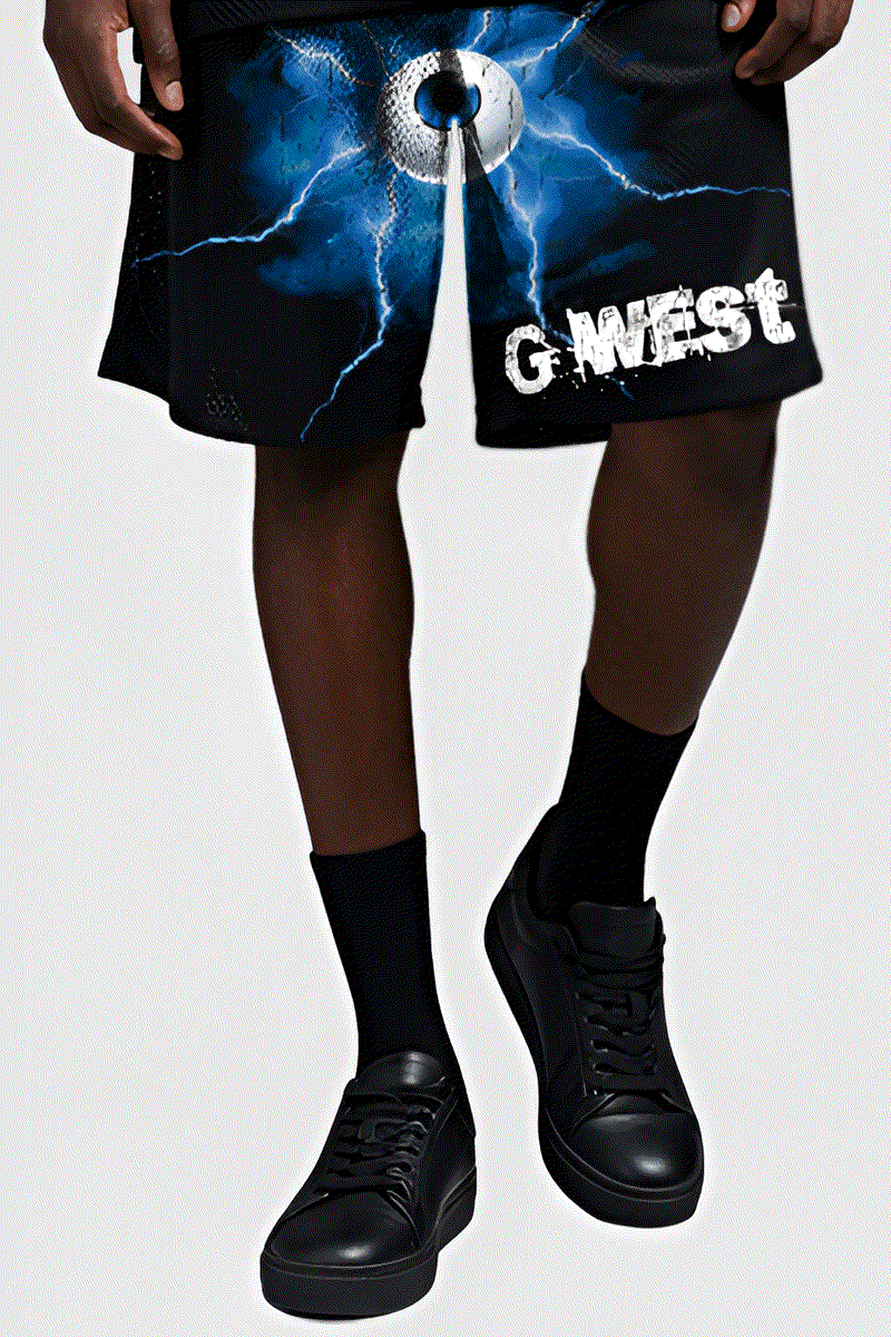 G WEST RHINSTONE EYE OF THE POWER 3/4 SLEEVES MESH SHORT SET G West