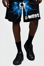 G WEST RHINSTONE EYE OF THE POWER 3/4 SLEEVES MESH SHORT SET G West