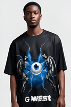 G WEST RHINSTONE EYE OF THE POWER 3/4 SLEEVES MESH SHORT SET G West