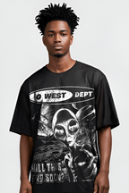 G WEST RHINSTONE NOT MY EARTH 3/4 SLEEVES MESH SHORT SET G West
