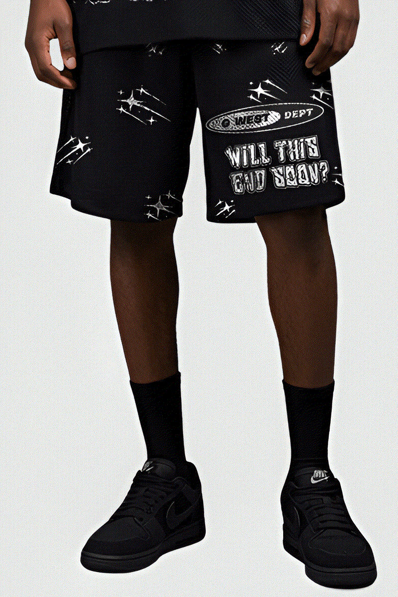 G WEST RHINSTONE NOT MY EARTH 3/4 SLEEVES MESH SHORT SET G West