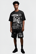 G WEST RHINSTONE NOT MY EARTH 3/4 SLEEVES MESH SHORT SET G West
