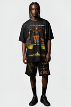 G WEST RHINSTONE RISE FROM THE SHADOW 3/4 SLEEVES MESH SHORT SET G West