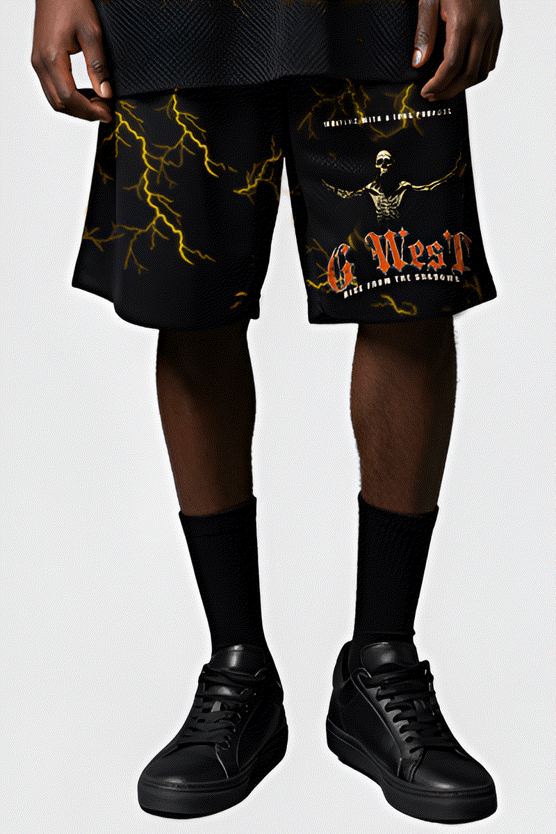 G WEST RHINSTONE RISE FROM THE SHADOW 3/4 SLEEVES MESH SHORT SET G West