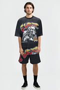 G WEST RHINSTONE SKULL TECH 3/4 SLEEVES MESH SHORT SET G West