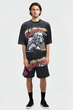 G WEST RHINSTONE SKULL TECH 3/4 SLEEVES MESH SHORT SET G West