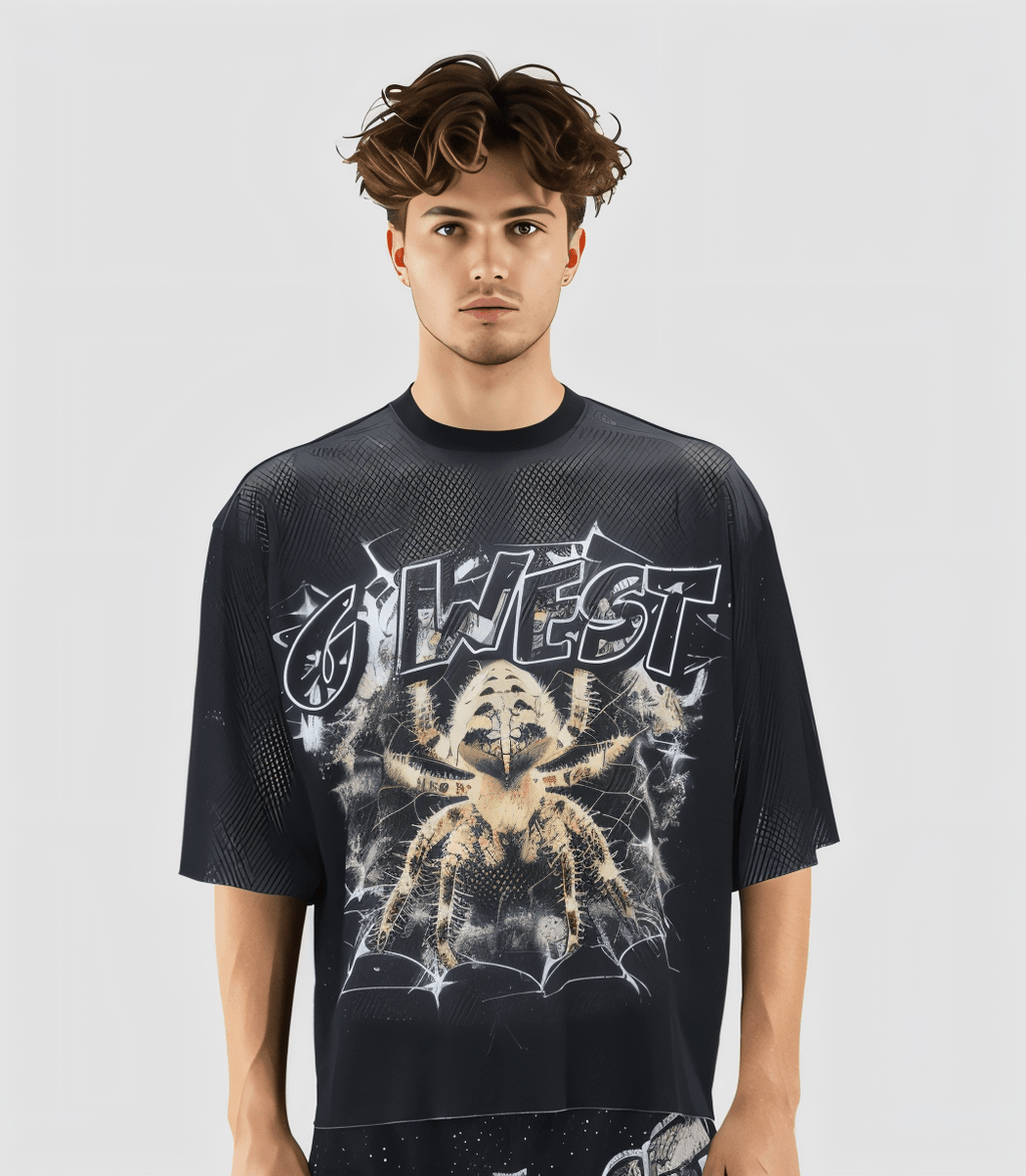G WEST RHINSTONE SPIDER 3.0 3/4 SLEEVES MESH SHORT SET G West